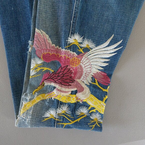 Dolce & Gabbana Vintage Y2K Jeans 42 Bootcut Flare Low Rise Embroidery Studs - Picture 9 of 16